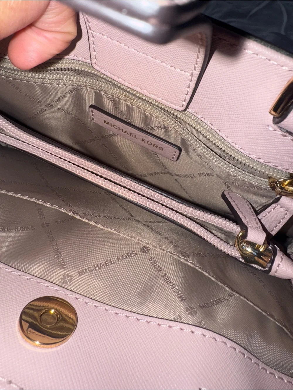 Michael Kors Blush Pink Saffiano Leather Satchel with Gold Hardware